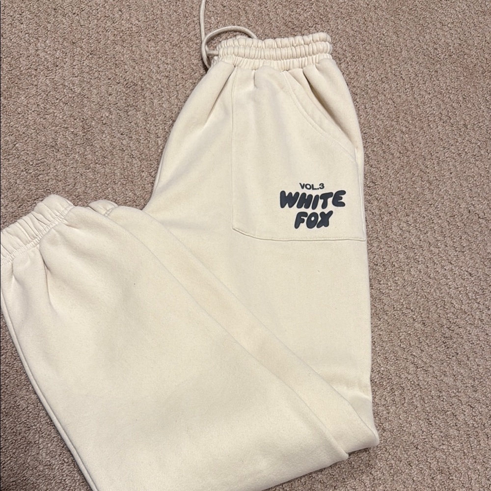White Fox Cream Sweatpants